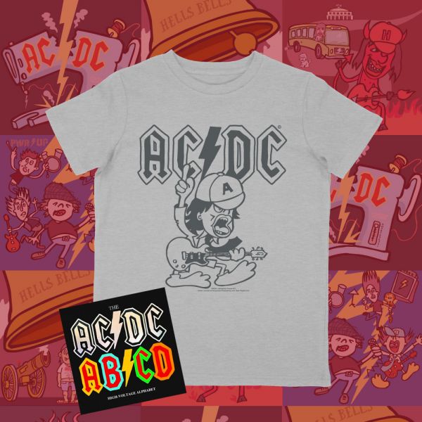 AC/DC Kids Alphabet Book + Angus The Duck Grey Tshirt