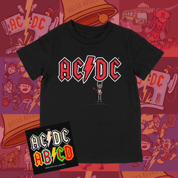 AC/DC Kids Alphabet Book + Hangin’ Out Logo Black Tshirt